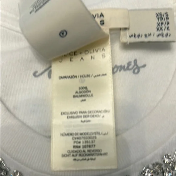 Alice + Olivia White Graphic Tank Top The Rolling Stones brand new with tags - Picture 6 of 15